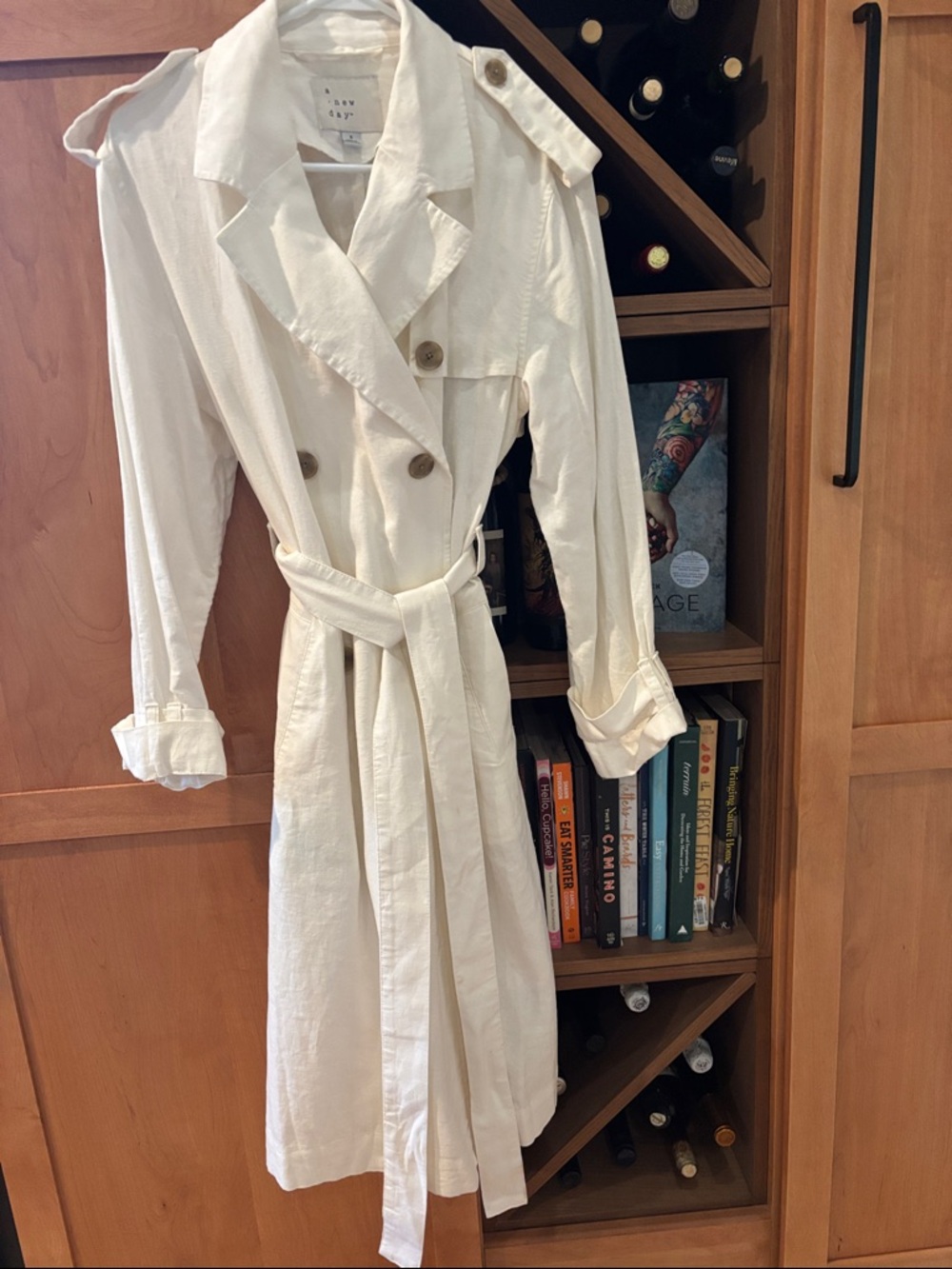 Target linen off white Double-Breasted Trench Coat